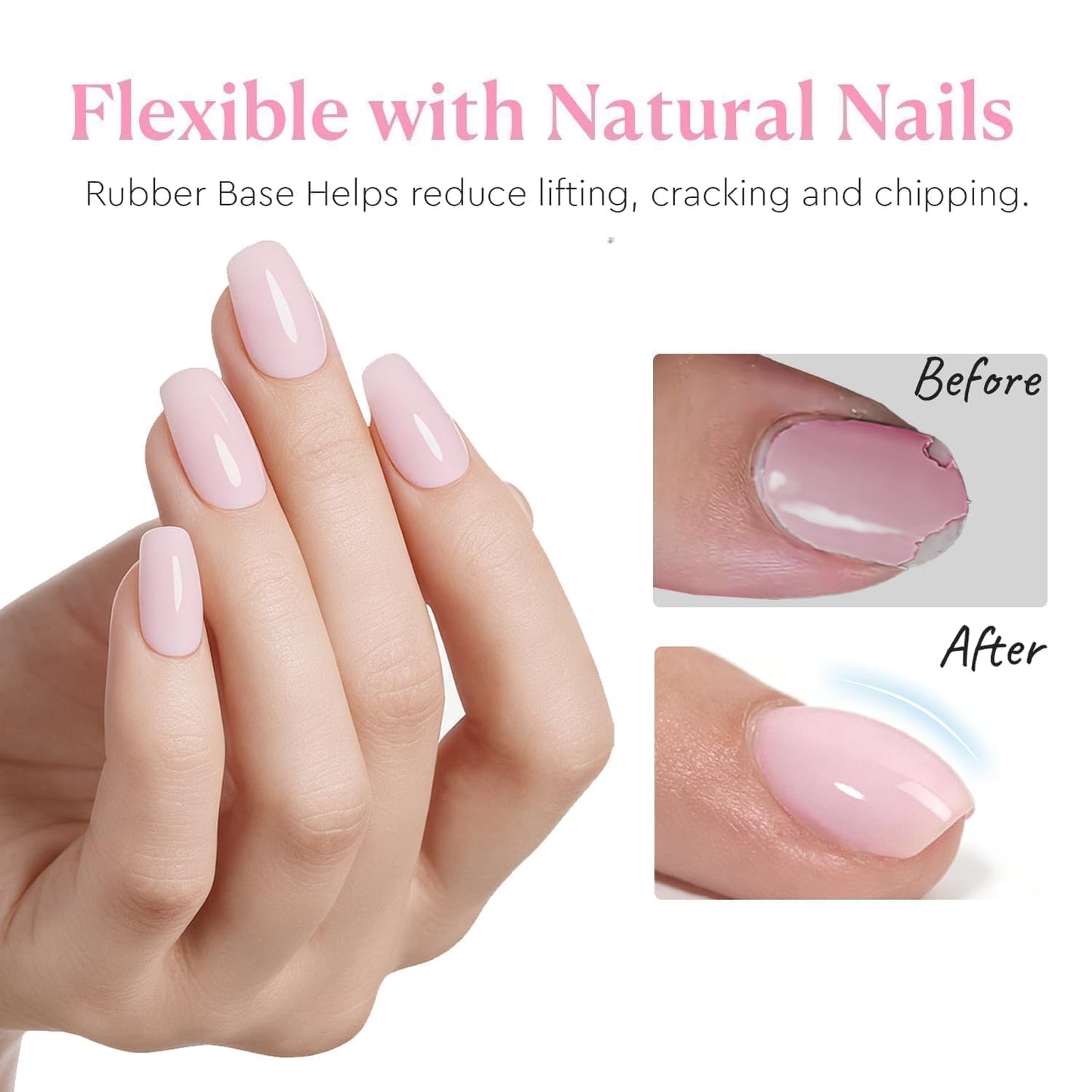 AZUREBEAUTY Rubber Base Builder Gel Polish - 15ml Nude Pink, Self-Leveling Nail Strengthener, Long-Lasting Soak Off UV LED