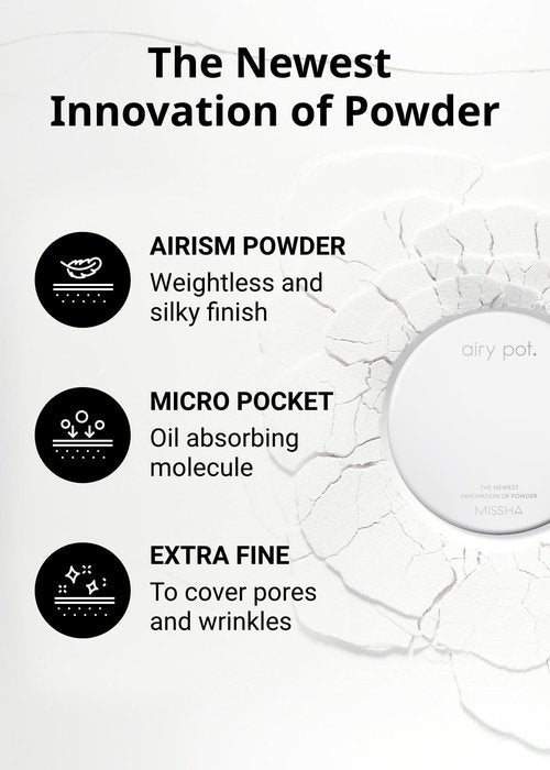 MISSHA Airy Pot Pressed Translucent Powder Pact 5g I Make Up Finishing Setting Powder For a Natural Matte Finish