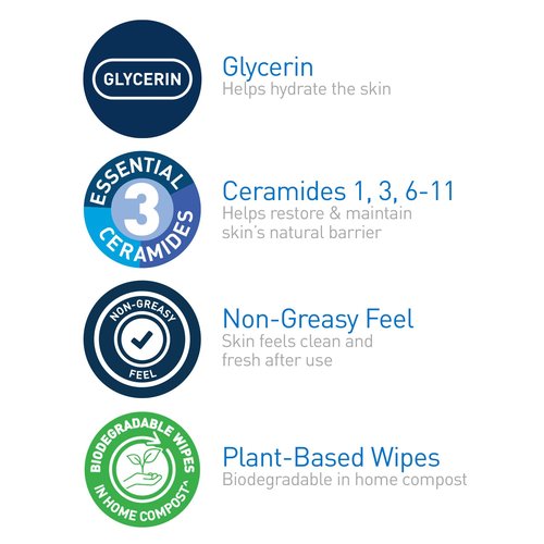 CeraVe Makeup Remover Wipes - Biodegradable Plant-Based Face Wipes for Sensitive Skin | 25ct