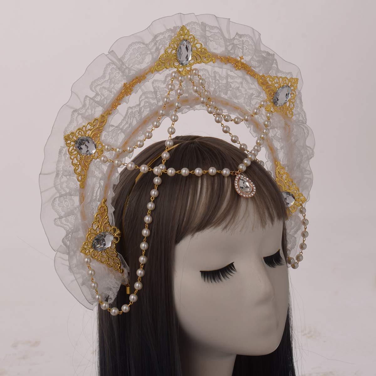 BLESSUME Mary Halo Crown Headband Goddess Headwear Halloween Costume Headpiece Headdress for Cosplay Party (L) Multicoloured