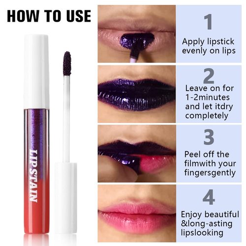 Evpct Peel Off Lip Stain Tints - Long Lasting Waterproof Matte Lipstick Set | Maroon, Mauve & Red