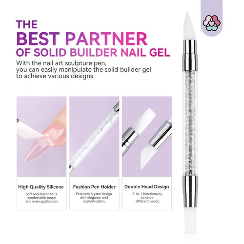 SAVILAND Solid Builder Nail Gel - 60g Large Capacity 3D Nail Gels Sculpting Gel for Art Non-Sticky Hand Carving Glue Extension with Sequins Chrome Powder DIY Salon Home