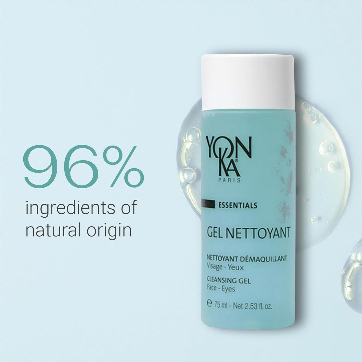 Yonka Gel Cleanser - Gentle Foaming Face Wash & Makeup Remover | Balances pH & Cleanses Pores | For Oily & Acne-Prone Skin