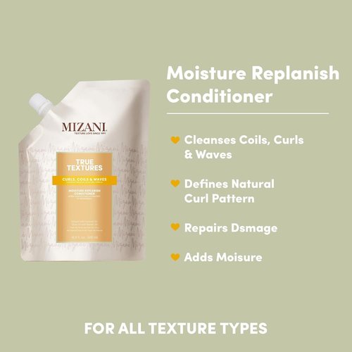 Mizani True Textures Moisture Replenish Conditioner - Deep Hydration for Curly Hair | Silicone-Free & Paraben-Free