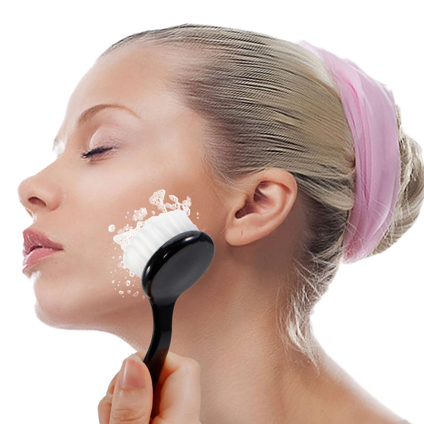 Beomeen Facial Cleansing Brush 4 PCS, Facial Exfoliating Brush Face Wash Scrub Exfoliator Brush for Makeup Skincare Removal (Black)