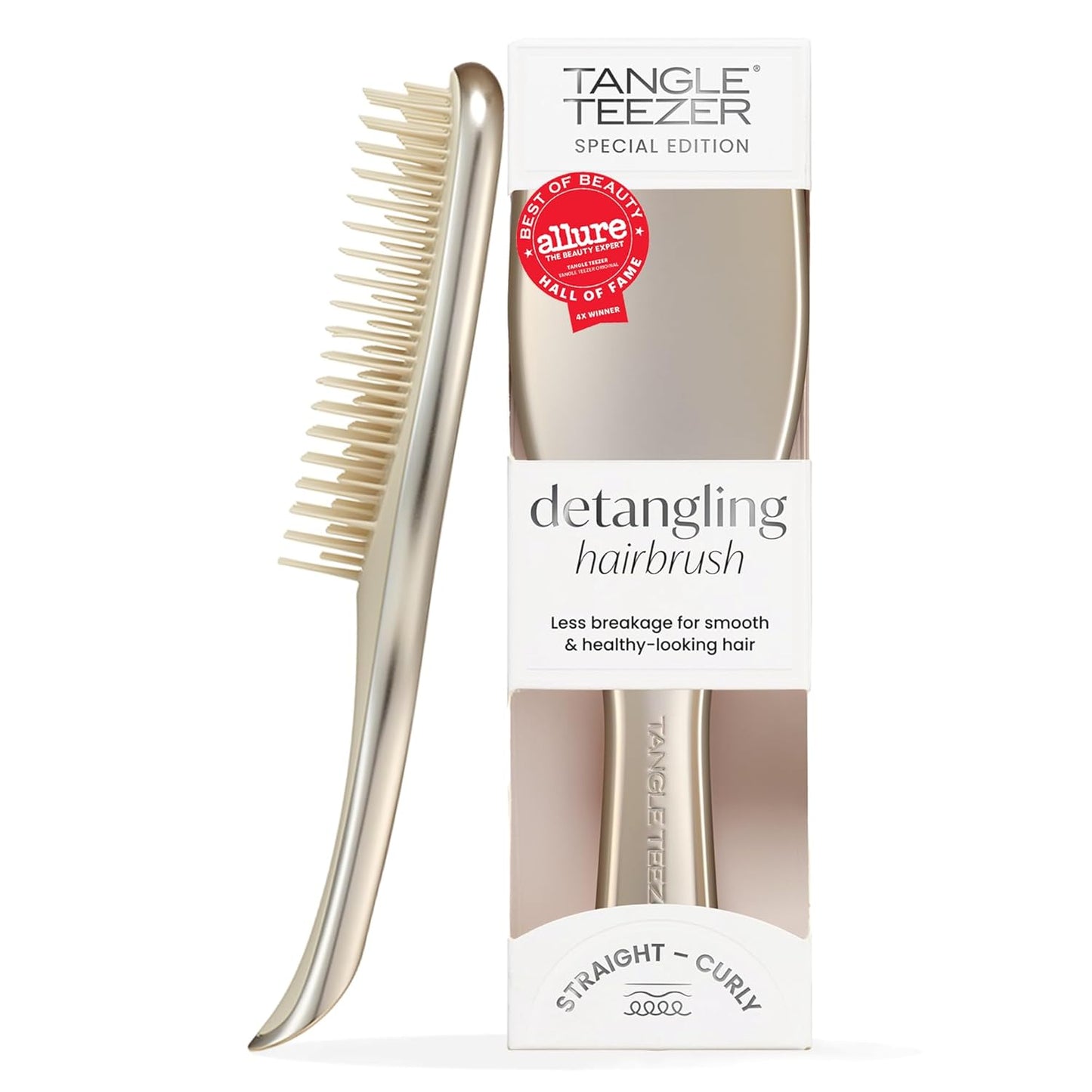 Tangle Teezer Chrome Ultimate Detangler Brush for Wet & Dry Hair, Eliminates Knots & Reduces Breakage for Straight to Curly Hair Types, Champagne Gold