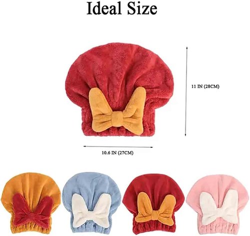 bokando Super Absorbent Hair Towel Wrap for Wet Hair, Efficient Hair Towel Wrap for Women, Quick-Drying Thickened Soft Bow Tie Hair Towel Wrap for Wet Frizzy Long Thick Hair (Blue&Pink)