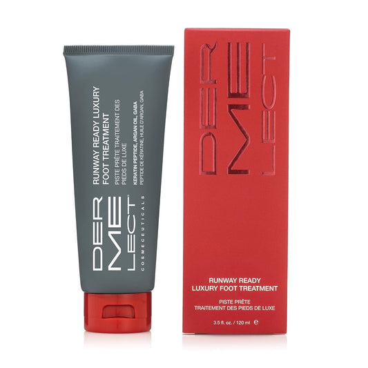 Dermelect Runway Ready Luxury Foot Treatment - Rich Peptide Cream with Argan Oil, Shea Butter & Hyaluronic Acid for Dry, Rough, Chapped Feet, Smooths and Revives Cracked Heels, 3.5 oz