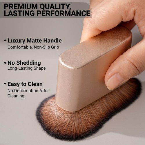 Large Bronzer Brush - Professional Kabuki Makeup Brush for Streak-Free Blending | Ideal for Self Tanner, Foundation & Concealer