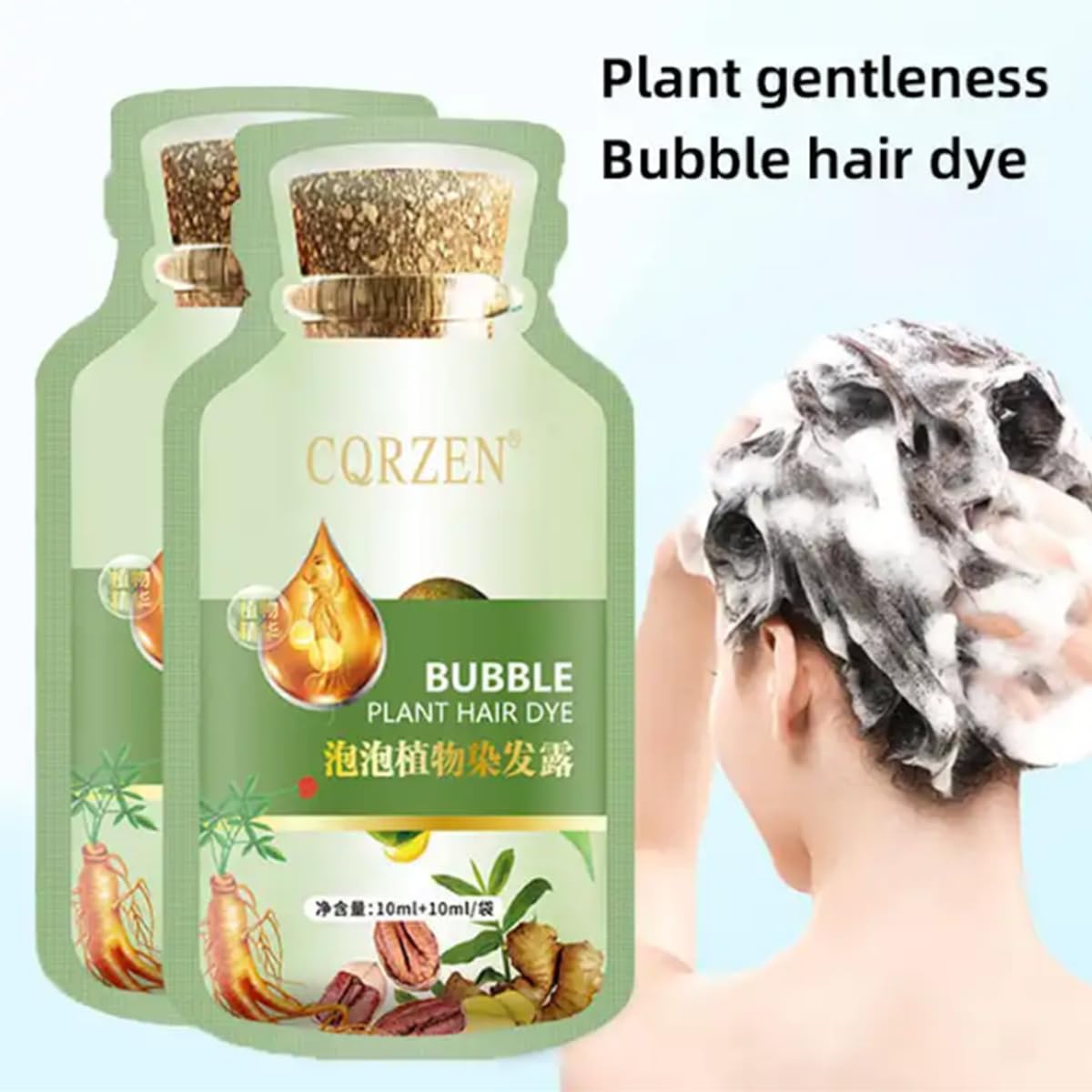 HUANG YI Natural Plant Hair Dye, New Botanical Bubble Hair Dye 30ml 10Packs/Box, Pure Plant Extract for Grey Hair Color Bubble Dye, Botanical Bubble Hair Shampoo (Black Teal)