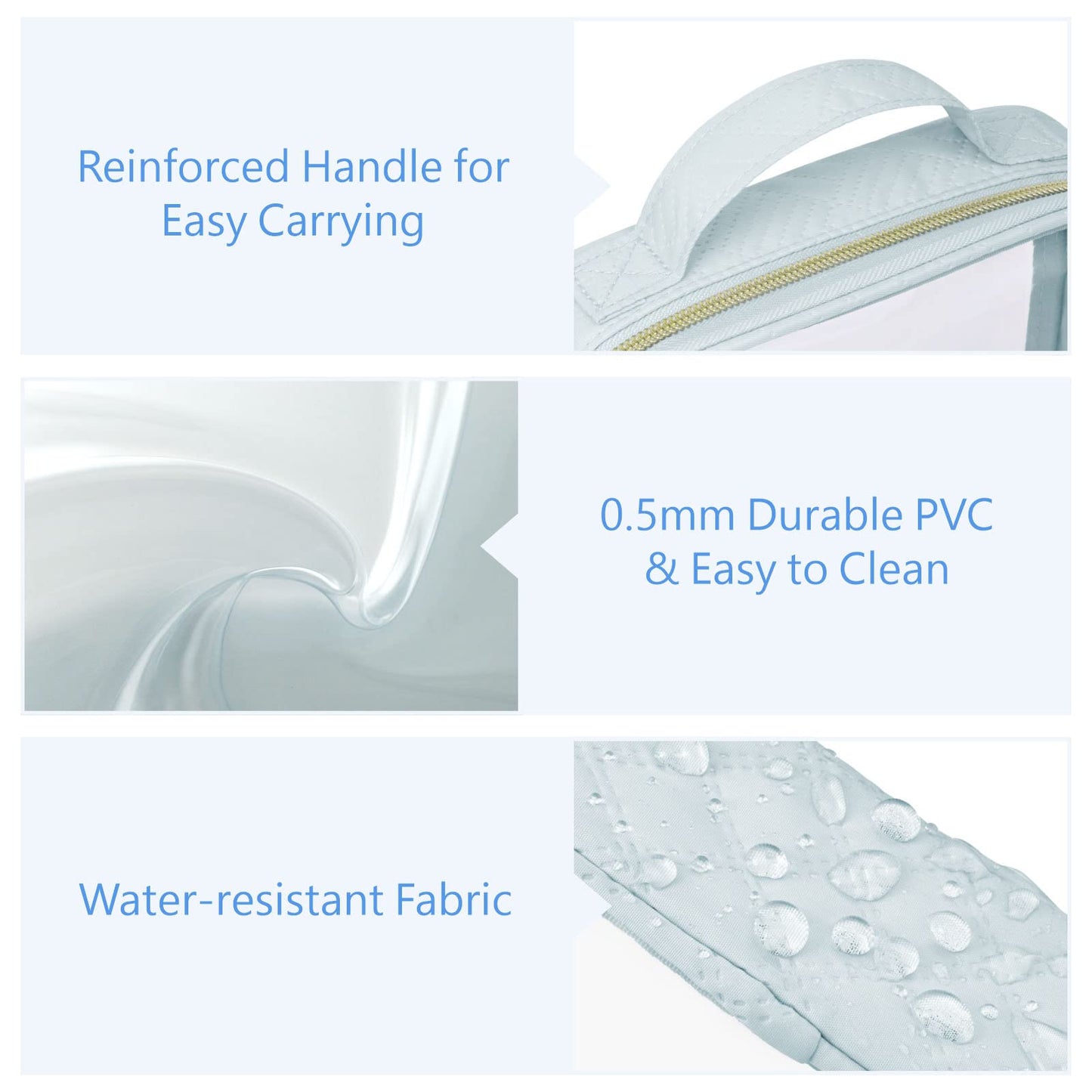 PACKISM TSA Approved Toiletry Bag, 3 Pack Clear Makeup Bags with Handle Large Opening, Clear Toiletry Bags Fit Carry-on Travel Essentials, Quart-sized Clear Travel Bags for Toiletries, Multicolor