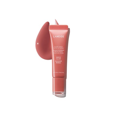 LANEIGE Glaze Craze Tinted, Hydrating Lip Serum for Glossy, Nourished Lips with Plumping Polypeptides, Maple Glaze