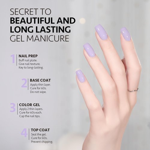 GAOY Pastel Purple Gel Nail Polish, 16ml Soak Off Gel Polish, UV Light Cure for Nail Art DIY Manicure at Home, 2000 Pale Lilac