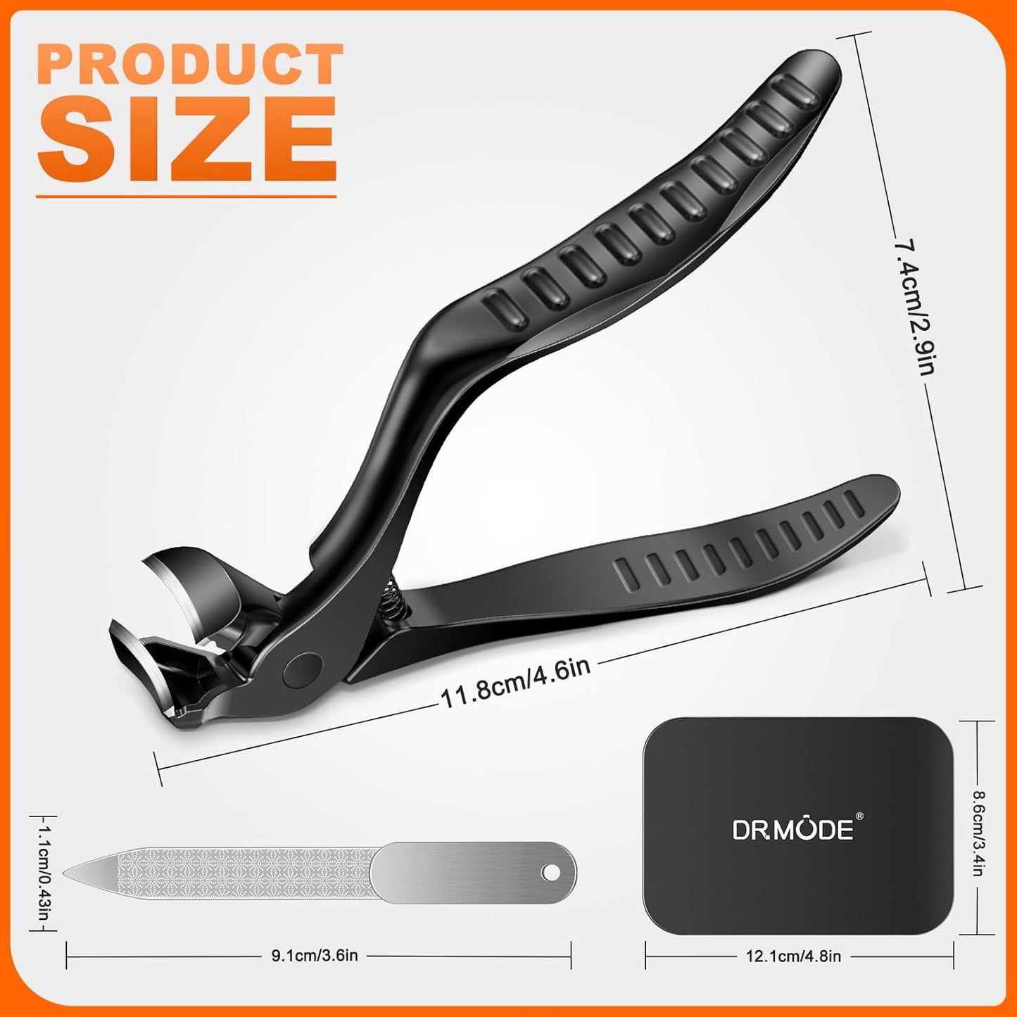 DRMODE Toenail Clippers for Seniors, Long Handled Angled Head Toe Nail Clippers for Thick Nails for Seniors with Wide Opening, Large Heavy Duty Finger Nail Clippers for Men Women with Catcher