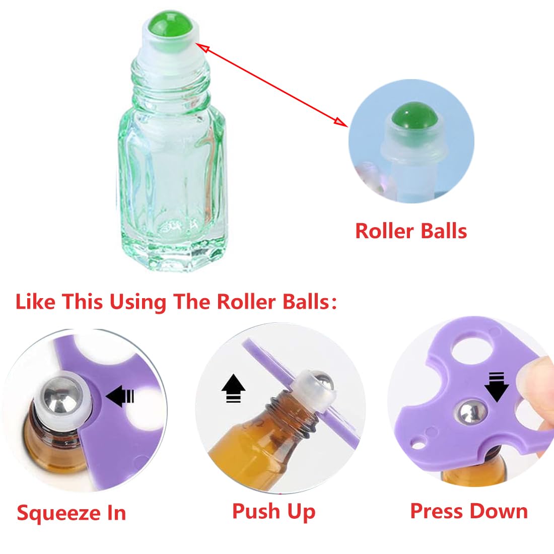 GBSTORE 8 Pcs Glass Essential Oil Roller Bottles, 3ml Travel Cosmetic Perfume Sample Containers Roll on Bottle,Refillable Colorful Sample Vials Empty Containers for Perfume,Lip Oil