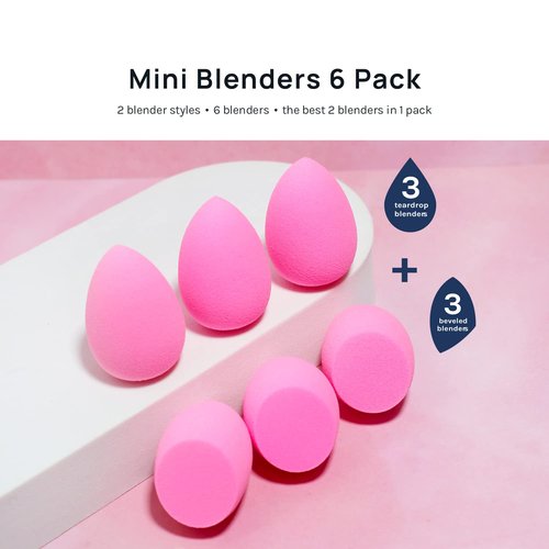 AOA STUDIO Mini Makeup Sponge Set - Latex-Free Blenders for Powder & Cream | 6 Super Soft Sponges (Pink)