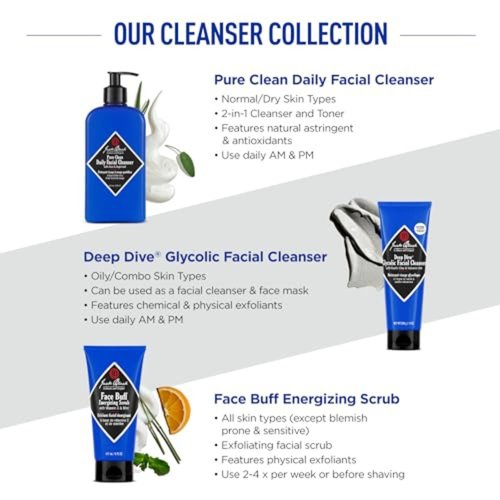 Jack Black Pure Clean Daily Facial Cleanser - 2-in-1 Men's Face Wash & Toner, 8 oz