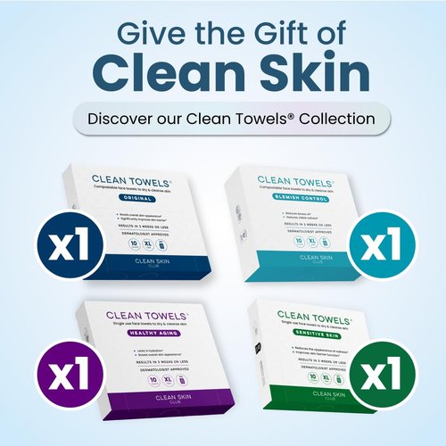 Clean Skin Club Clean Towels® XL Variety Pack - Disposable Face Towels for All Skin Types | 40 Count Total