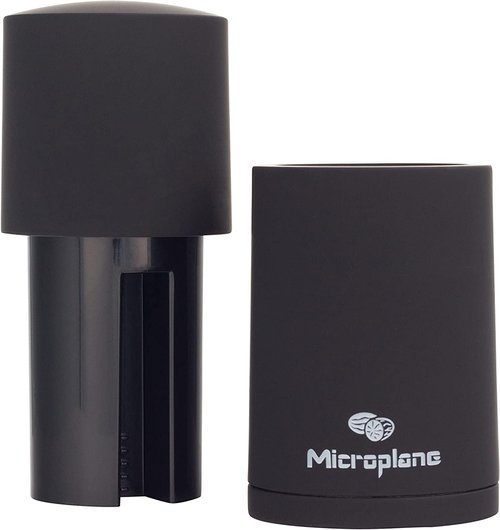 Microplane Manual Spice Mill - Versatile Cinnamon Grinder & Nutmeg Grater | Sleek Black Design