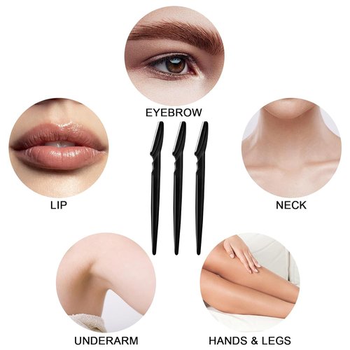 HFATMOS Eyebrow Razors - 12 Pcs Multipurpose Exfoliating Dermaplaning Tools | Facial Hair Removal (Black)