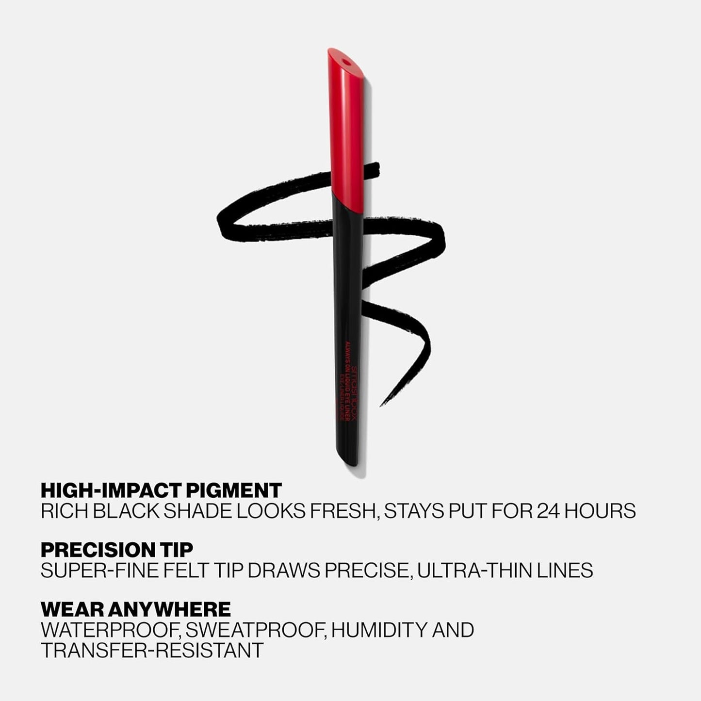 Smashbox Always On Liquid 24-Hour Eye Liner | Long Lasting + Waterproof with Dramatic Precision, Black, 0.02 Ounce