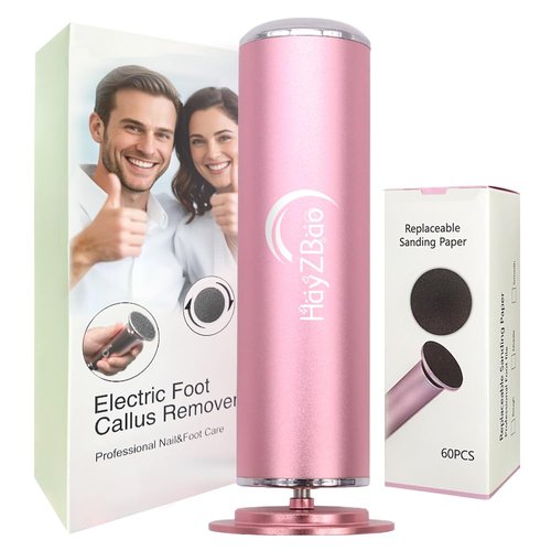 HayZBao FSA&HSA Electric Foot Callus Remover - Callus Remover for Feet,Professional Pedicure Tool for Dead Skin,Electric Foot File with 60 Pcs Sandpaper Discs - Pink