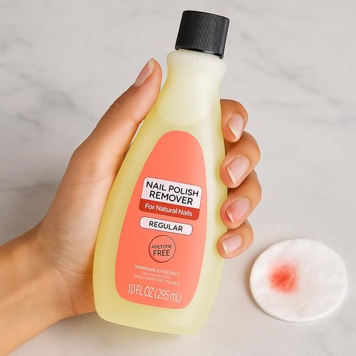Nail Polish Remover for Natural Nails, Regular Strength Acetone Formula, Removes Nail Color Easily, 10 fl oz Liquid Solution, Fast Acting, Salon Use