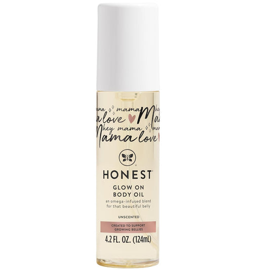 The Honest Company Mama Belly Oil - Hydrating & Soothing Glow | Plant-Based, Fragrance-Free, 4.2 fl oz
