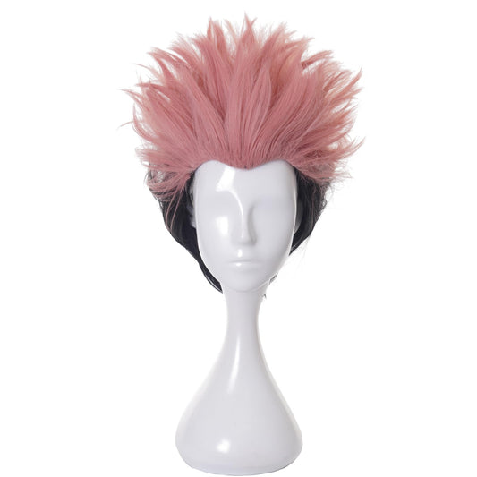 XiongXiongLe Ryomen Sukuna Cosplay Wig Anime Jujutsu Kaisen Men Costume Orange Pink Black Short Hair Wigs for Adult Cos Anime Party Halloween Christmas(Ryomen Sukuna)