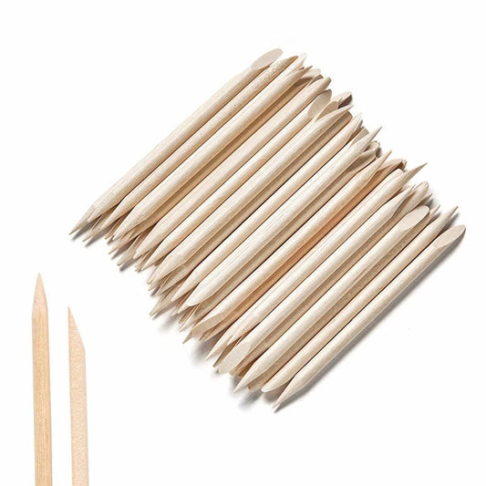 AMOSTBY Nail Art Orange Wood Sticks - 50PCS Multi-Functional Cuticle Pushers for Manicure & Pedicure | 4.5 Inch
