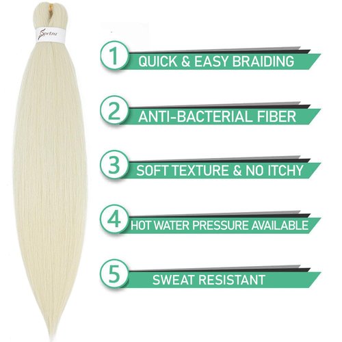 [MULTI PACKS DEAL] Spetra Platinum Blonde Pre Stretched Braiding Hair Extensions 24 Inch - 8 Bundles Synthetic Crochet Braids 613 Knotless Natural EZ Box Braids Hair Professional Soft Yaki Straight