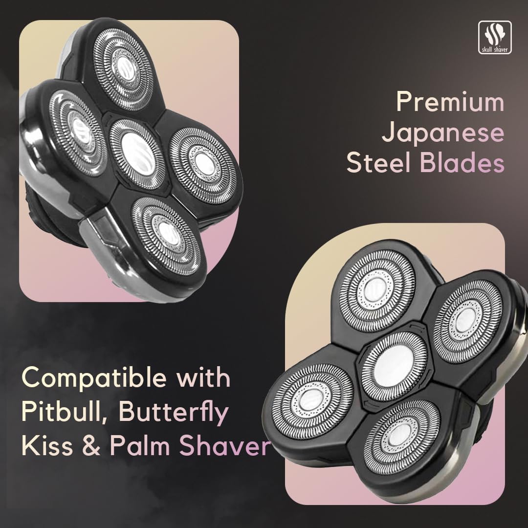 Skull Shaver Baron Replacement Shaver Head Blade - Smooth Close Shave for Wet & Dry Use | Flexible 5-Head Design