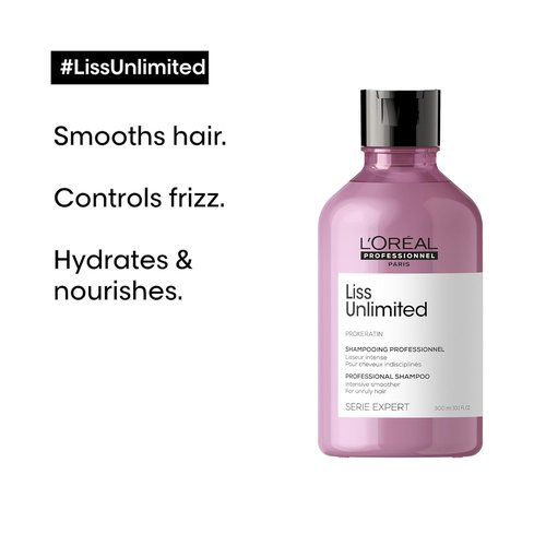 L'Oreal Professionnel Liss Unlimited Shampoo - Long-Lasting Frizz Control & Humidity Protection with Prokeratin