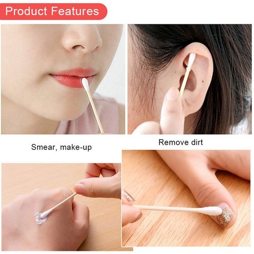 RIKWOG Cotton Swabs - 900 Count Bamboo Sticks with Clear Dispenser | Wooden Handles for Makeup & Personal Care