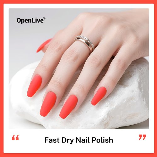 OpenLive 16.5ml Neon Red Nail Polish Glossy Shine Finish Large Volume Quick Dry Nail Polish, Long Lasting Shine, Fingernail Toenail Nail Art DIY Home Travel Nail Art Gift