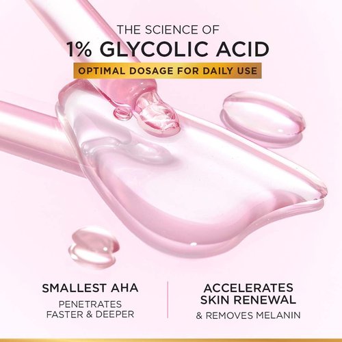 L'Oreal Paris Brightening Serum - 1% Glycolic Acid & 2% Niacinamide for Even Skin Tone | 15ml (0.52 oz)