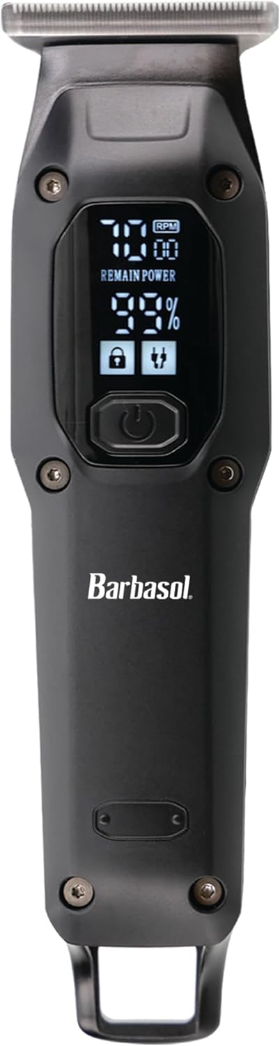 Barbasol T-Blade Trimmer - Rechargeable Dual Speed Hair & Beard Trimmer for Men with 6 Guide Combs, LED Display & Travel Bag
