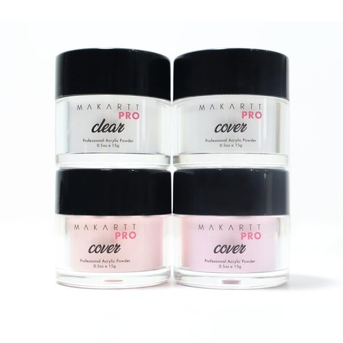 MakarttPro Acrylic Powder Set - 4 Cool Tone Colors | 0.5oz Cover Powders for Nail Extension & Sculpting