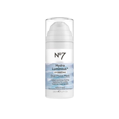 No7 HydraLuminous+ Hydrating Face Mask - Dual Phase Overnight Treatment with Hyaluronic Acid & Niacinamide (3.5 Fl Oz)