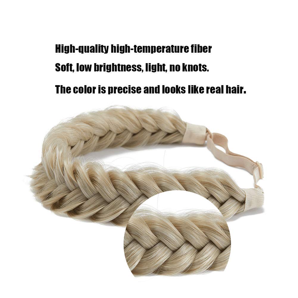 TOECWEGR Synthetic Hair Braided Headband Classic Wide Strands Wedding Disorderly Fluffy Braids Wig Band Women Beauty Accessory