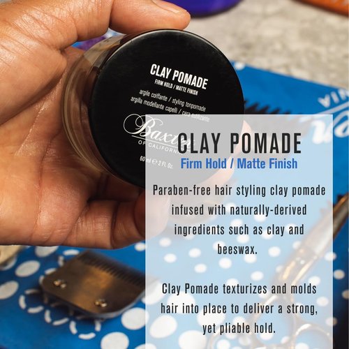 Baxter of California Clay Pomade - Strong Hold Matte Hair Clay for Men | Texturizing & Thickening, 2 Oz