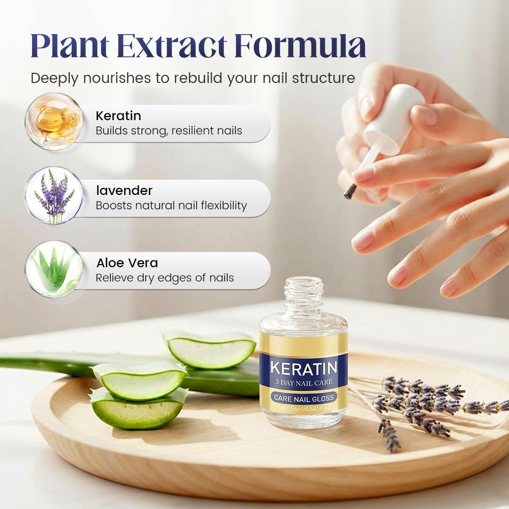 Keratin Nail Care Oil, Keratin & Amino Acid Nail Strengthening Oil, 3-Day Intensive Care for Dry & Brittle Nails, Fast Hydration & Repair Treatment (1pcs)