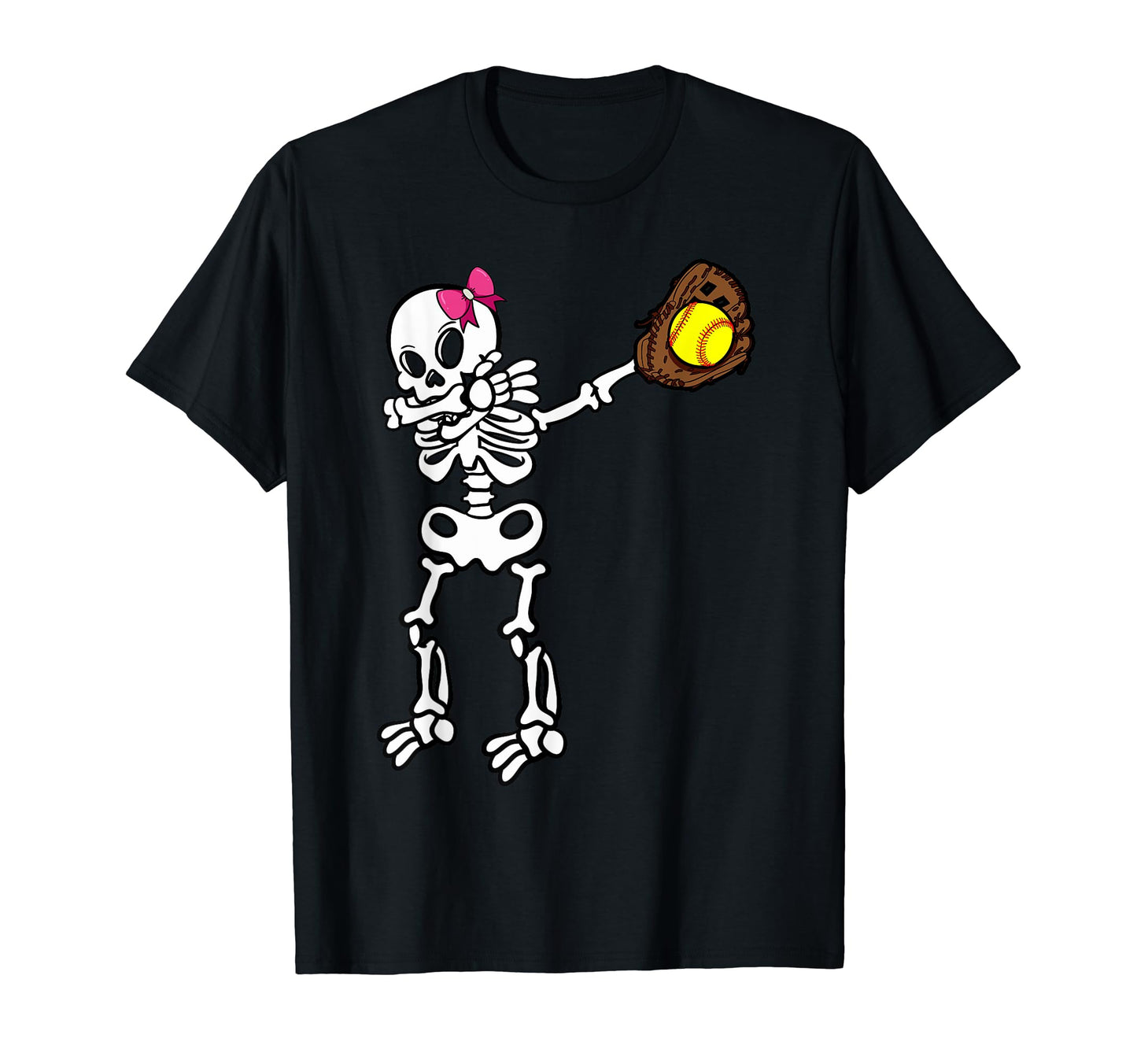 Softball Skeleton Dabbing Player Halloween Costume Party T-Shirt