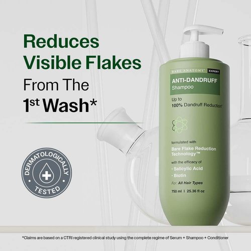 Bare Anatomy Expert Anti-Dandruff Shampoo - Up to 100% Dandruff Reduction | Oily Scalp Relief | 25.5 Ounce