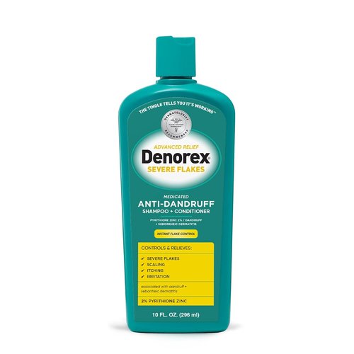 Denorex Advanced Relief Anti-Dandruff Shampoo & Conditioner - 2% Pyrithione Zinc | Severe Flake Control | 10 fl oz