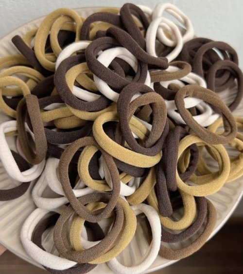 Soft Hair Ties Set, Brown Beige White Colors, Elastic Hair Bands, No-Crease Ponytail Holders, 30 Pack