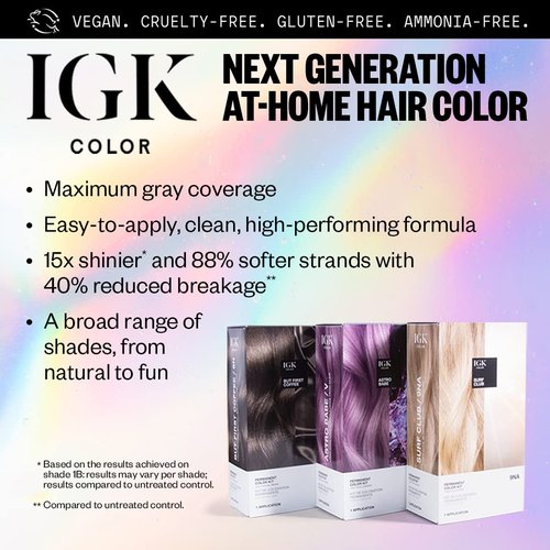 IGK Permanent Hair Dye Color Kit - BA Titanium Pure Cool Gray | 100% Gray Coverage, Strengthens & Adds Shine