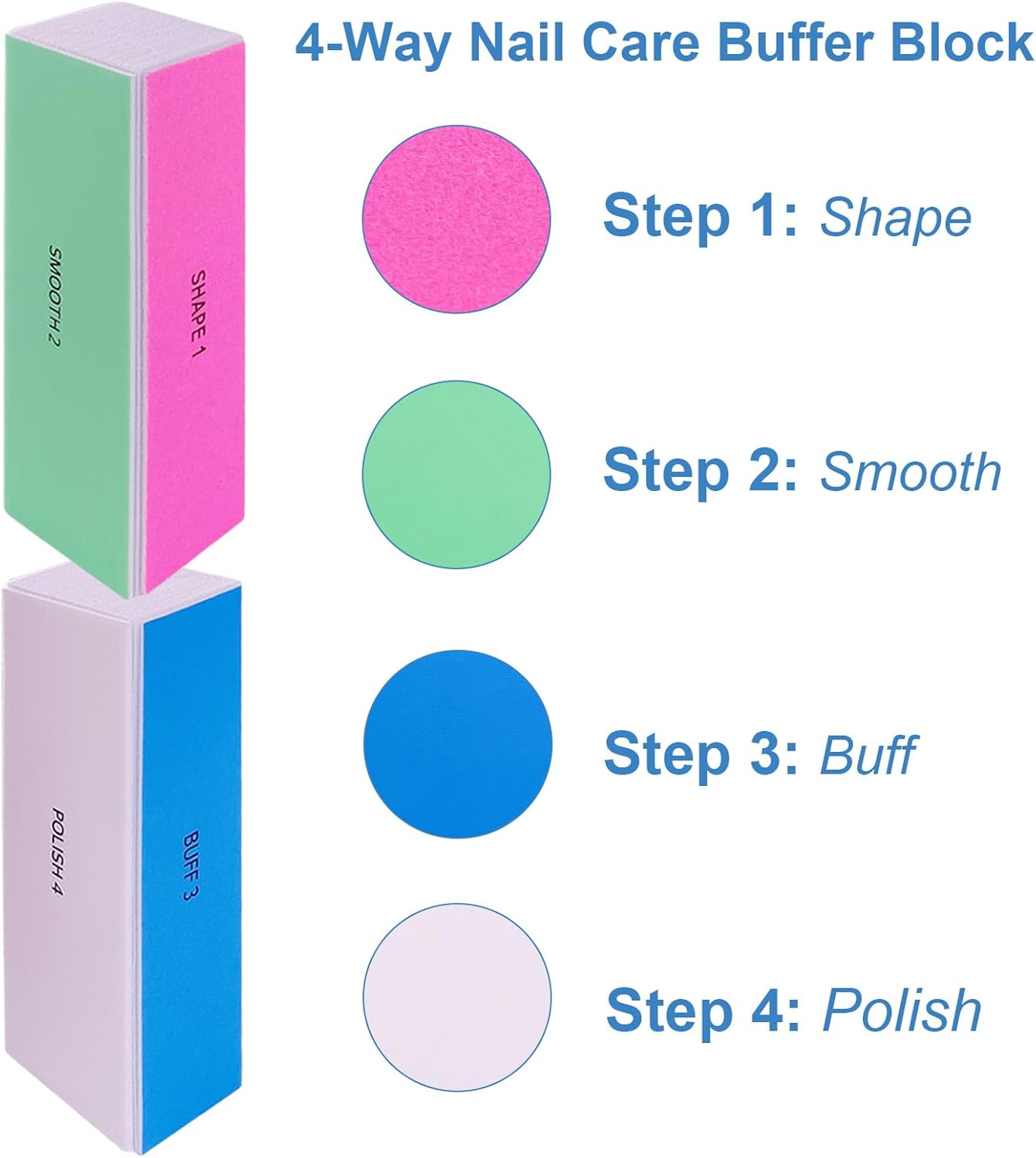 Skiennix Nail File and Buffer Set - Professional 4-Way Nail Buffers for Natural Nails | Manicure Kit