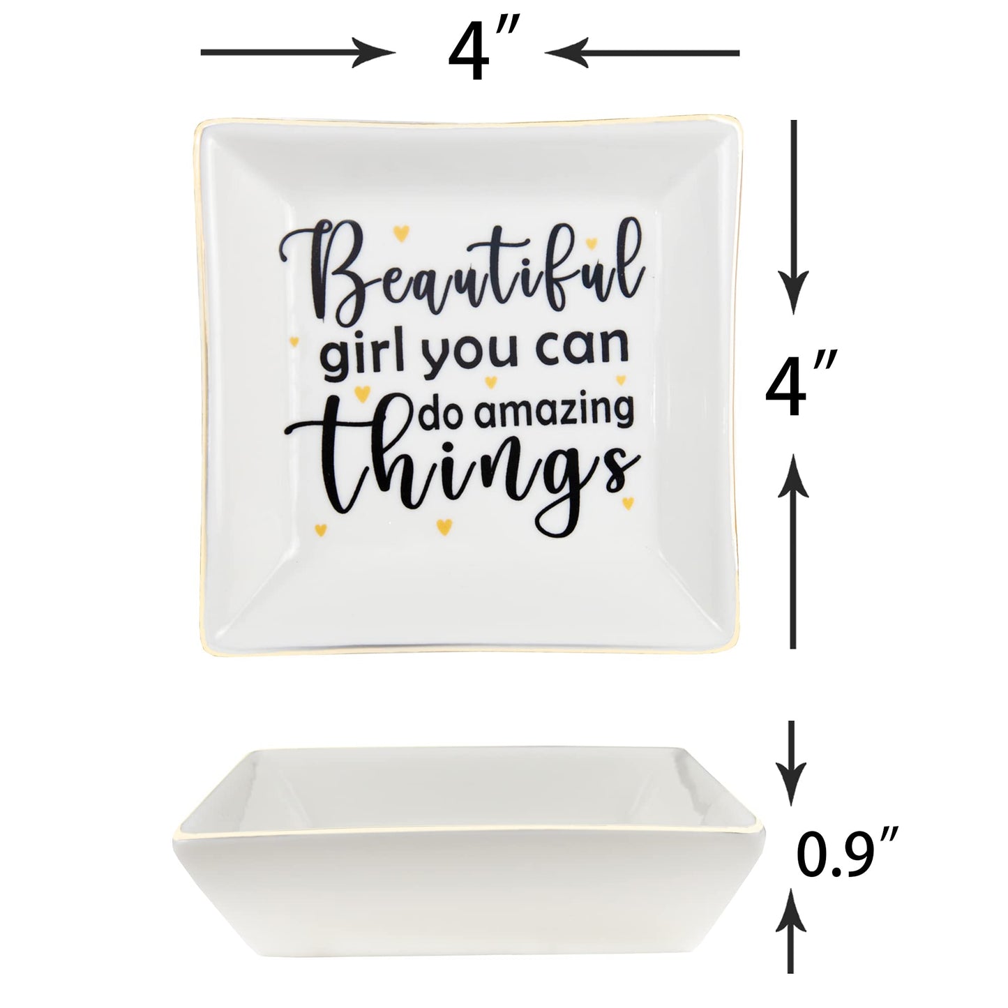 VeryMerryMakering Beautiful Girl You Can Do Amazing Things, Inspirational Gifts for Women, Amazing Gifts for Teen Girls, Beautiful Gift Makeup Bag, Inspirational Jewelry Dish, Amazing Mirror