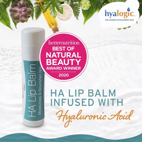 Hyalogic HA Lip Balm - Hyaluronic Acid & Organic, Natural Coconut Oil - Soothes Dry, Chapped Lips - Plumping, Moisturizing & Nourishing - Unflavored - Fragrance & Dye Free - 4.25g - 4 Sticks